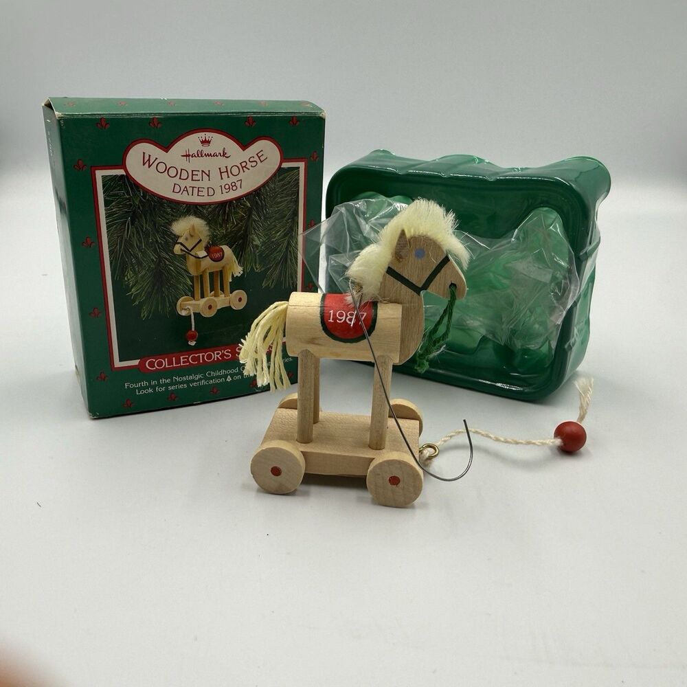 Hallmark Wooden Horse #4 Nostalgic Childhood Series 1987 Christmas Ornament New
